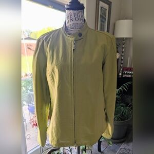 CHICO's Lime Green Leather Moto Jacket- SZ 1 or M
